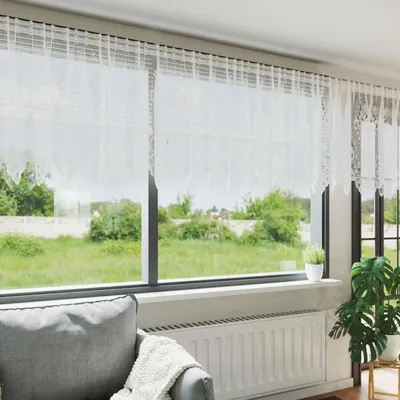 Image de Rideau en Dentelle Floral Blanc 120 x 900 cm Polyester