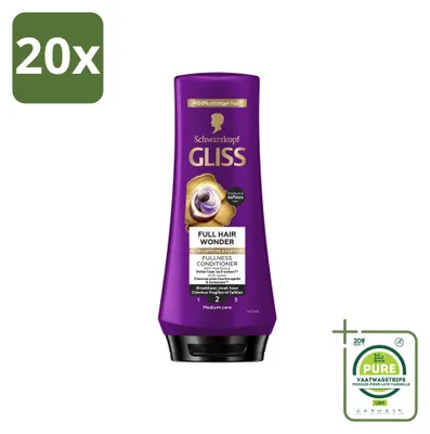 Imagen del producto de 20 unidades de acondicionador Gliss Full Hair Wonder, 200 ml cada uno. Pack grande