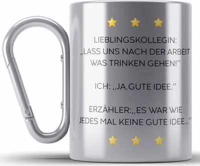 Produktbild von Trendation - Lustige Edelstahl Tasse Karabiner mit Spruch für Frauen Arbeit Büro Lustig Edelstahl Tasse Karabinern Becher mit Sprüchen Kollegin Geschenk Sarkasmus Lieblingskollegin (Silber)