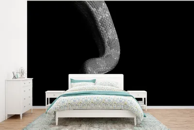 Produktbild von MuchoWow® Fototapete für Wohnzimmer oder Schlafzimmer Wandtapete Vinyl Motivtapete Tiere - Schlange - Schwarz - Weiß - Porträt - 350x260 cm - Wohnzimmer-Tapete