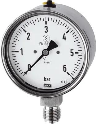 Produktbild von Riegler Manometer, CrNi-Stahl, Sicherh., G 1/4 radial unten, 0-2,5 bar, Ø 63
