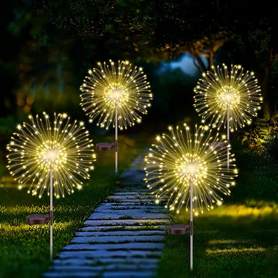 Solar-Feuerwerksleuchten, 150 LEDs, 4 Stk., warmweiß