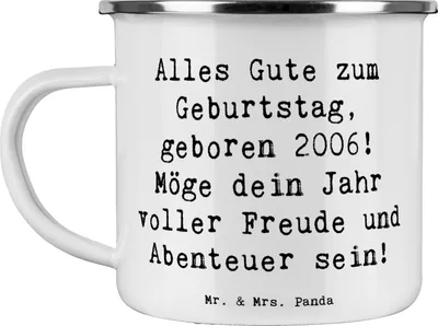 Produktbild von Mr. & Mrs. Panda Teetasse Spruch 2006 Geburtstag - Weiß - Geschenk, Haferl, Teebecher, Pott, Erinnerungen, wandertasse, Geburtstagsgeschenk, Emaille Tasse, geboren, Alter