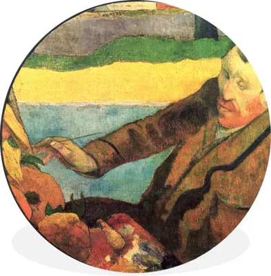 Produktbild von MuchoWow® Aluminium Wandkreis Der Sonnenblumenmaler - Vincent van Gogh Ø 90 cm Wanddeko Modern Wohnzimmer - Mauerkreis - Wandbilder - Runde Bild - Bild aus Aluminium - Schlafzimmer - Wohnzimmerdekoration - Wand Dekoration