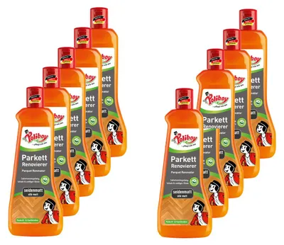 Produktbild von Poliboy Parkett Renovierer Seidenmatt 10er Set - 5L, Inhalt jeweils 500ml - für strapazierte Holz- und Korkböden