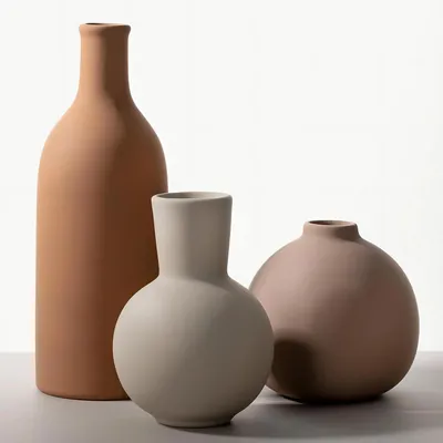 Image de Vase à fleurs - En céramique - Design moderne - Marron et blanc