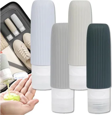 Image de EDIBAZZAR | Set de 4 biberons de voyage réutilisables 90 ml gris
