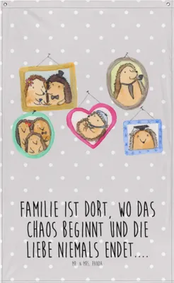 Produktbild von Mr. & Mrs. Panda Wandbild Igel Familie - Grau Pastell - Geschenk, Papa, Wandtuch, Wandteppich, Muttertag, Bilder, Gobelin, Mama, Schwester, Tapestry, Wandschmuck, Liebe