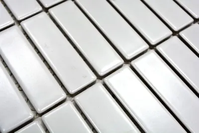 Produktbild von Handmuster Mosaik Fliese Keramik Stäbchen weiß matt Badewannenverkleidung MOS24-0111_m