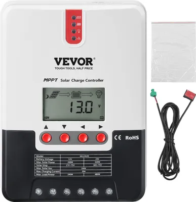 Produktbild von Kontroler ładowania VEVOR 20A 12/24 V MPPT Kontroler ładowania modułu solarnego z ekranem LCD Interfejs RS232, zewnętrzny moduł sterujący Bluetooth (opcjonalnie) Akcesoria kontrolera ładowania