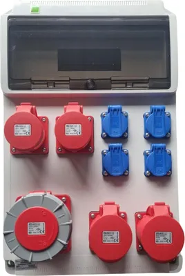Produktbild von Stromverteiler CEE 63A 2x32A 2x16A 4x230V Schuko IP44 Wandstromverteiler Leer T3952