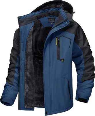 Produktbild von Herren Winter Skijacke Fleece Gefüttert Softshelljacke Winddicht Wasserdicht Atmungsaktiv XL Denim Blue
