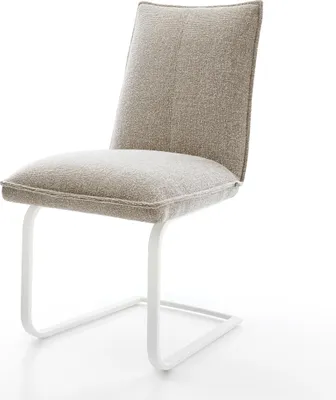 Produktbild von DELIFE Freischwinger Lelio-Flex Webstoff Soft Beige Freischwinger flach Weiß Taschenfederkern