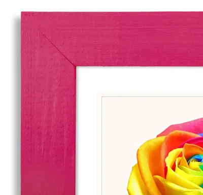 Produktbild von MG Design Bilderrahmen 40 x 60 cm - Posterrahmen mit Rosa Holzrahmen (Echtholz) und bruchsicherem Acrylglas, Hoch & Quer mit stabiler Wandaufhängung