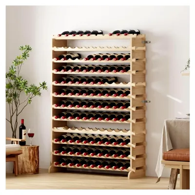 Produktbild von Weinregal aus Holz für 120 Flaschen, stapelbar mit 12 Ebenen