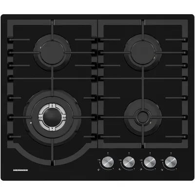 Productafbeelding van Heinner HBH-M447IWFGBK Inbouw Gaskookplaat, 60 cm, 4 Branders, Wok, Gietijzer, Zwart