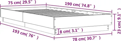 Produktbild von vidaXL Bettgestell mit LED Betongrau 75x190 cm