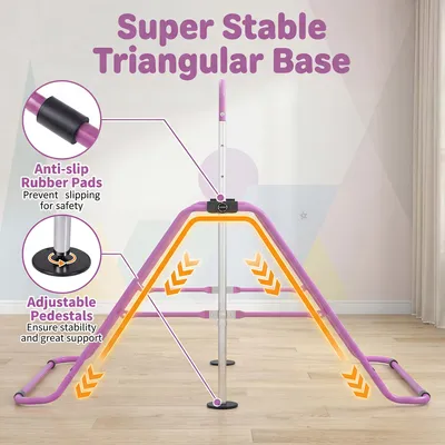 Obrázok produktu pre KOMFOTTEU Skladacie gymnastické hrazdy pre deti, horizontálna hrazda s nastaviteľnou výškou v 5 úrovniach od 90 do 130 cm, zaťaženie 70 kg, prenosné tréningové zariadenie pre vnútorné aj vonkajšie použitie