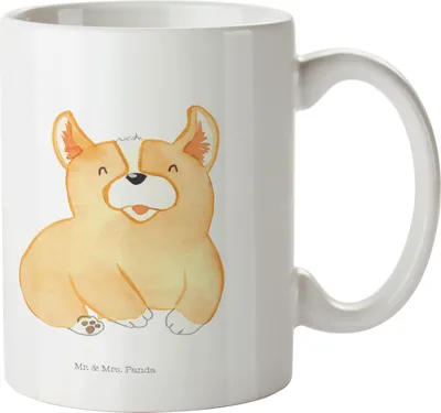 Produktbild von Mr. & Mrs. Panda Pott Corgie - Weiß - Geschenk, Trinklernbecher, Hund, Spruch, Kinderbecher, Sprüche, Plastikbecher, Kindertasse, Bellen, Lebensfreude, Henkelbecher