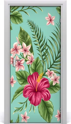 Produktbild von Tulup Türaufkleber 95x205 cm Dekorative Aufkleber Selbstklebend Wasserdichte Tapete Abnehmbar Schlafzimmer Wohnzimmer Wohnkultur - Hawaii Blumen