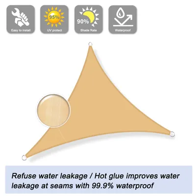 Produktbild von Sonnensegel 5x5x5 m, sandfarben, Polyester, wasserabweisend, für Garten
