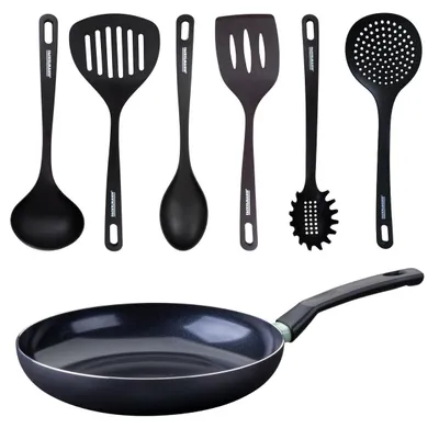 Image de Set poêle antiadhésive céramique 30 cm et 6 ustensiles Fackelmann Brandao
