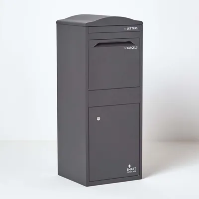 Produktbild von SMART PARCEL BOX™ Großer Paketbriefkasten mit gebogenem Dach, Entnahme vorne, grau