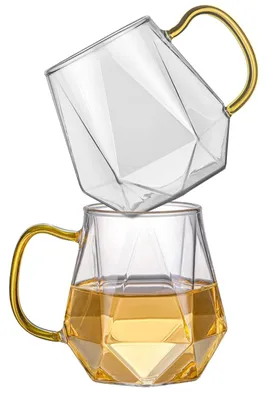 Obrázok produktu pre Sada dvoch kávových pohárov s objemom 300 ml, vyrobených z borosilikátového skla s rúčkou