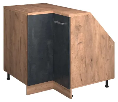 Produktbild von Eck-Küchenschrank für Dachschrägen Vicco R-Line Schwarz Beton 75.6 cm mit 1 Tür, Schrankkorpus 60 cm Tiefe, Model 59972