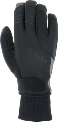 A black Roeckl winter cycling glove shown from the front.