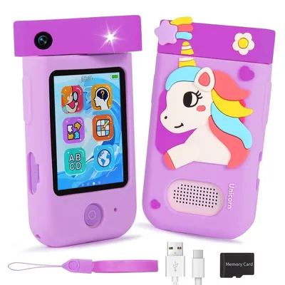 Produktbild von Kindertelefon Kinderhandy Spielzeughandy - Kinderkamera mit 180° drehbarer Linse - 8 GB Speicher - Touchscreen 2,8 Zoll - Für Kinder von 3 bis 12 Jahren