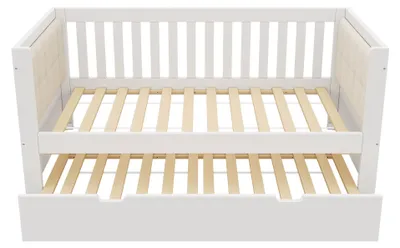 Productafbeelding van Houten dagbed - Uittrekbaar gastenbed - Lattenbodem - 90 x 190 cm - Wit - Eenvoudige montage - Zonder matras