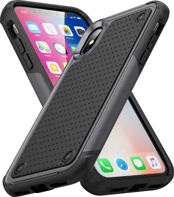 Produktbild von Für iPhone XS /iPhone X Hülle Militärqualität Stoßfest Hybrid 2 in 1 Hart PC Weich TPU Handyhülle Grau Schwarz