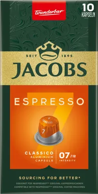 Produktbild von JACOBS Kapseln Espresso Classico 100 Nespresso kompatible Kaffeekapseln