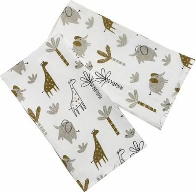 Produktbild von Stoffwindel 70x70 cm Palm und Elefant (5er Pack)
