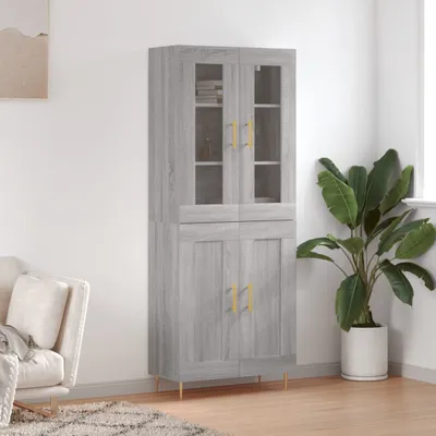 Produktbild von The Living Store Highboard Grau Sonoma 69,5x34x180 cm Holzwerkstoff