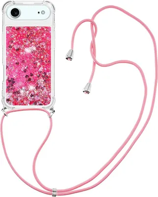Produktbild von iPhone Air Hülle - Coverup Liquid Glitzer Back Cover mit Handykette - Rosa