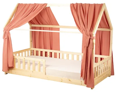 Produktbild von Doppel Bettbaldachin für Hausbett aus - 130x420 cm - Terrakotta | by SEVIRA KIDS