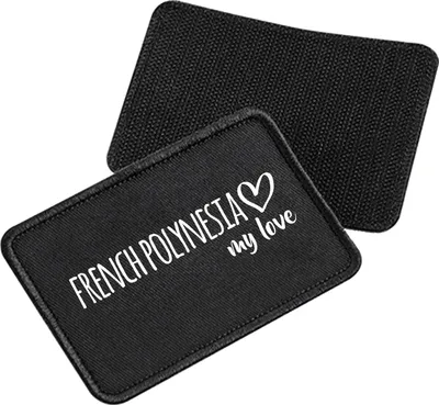 Produktbild von Huuraa Patch French Polynesia my love Black 10 x 6,5cm Baumwolle Klettpatch für Mütze Geschenkidee