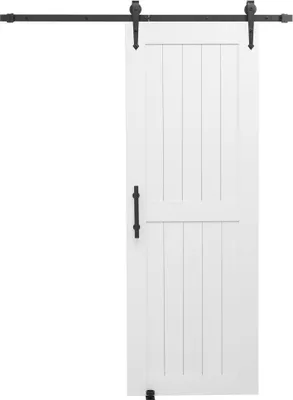 Image de Porte coulissante, système de porte coulissante - 762 x 2134 mm - En MDF et en pin - Revêtement PVC étanche