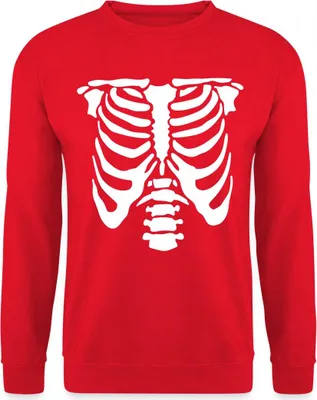 Produktbild von Spreadshirt Halloween Skelett Kostüm Uni Pullover, 3XL, Rot
