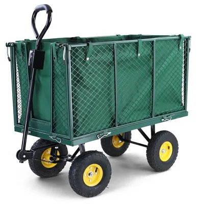 XXL Transportwagen Gartenwagen Luftbereifung Bollerwagen Handwagen 300 kg Grün – Produktansicht