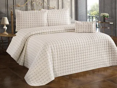 Produktbild von L'Essentiel Linge de Maison, Yıldız - Cream, Doppelbett-Tagesdecken-Set, Creme, 100% BAUMWOLLE, 250 x 260 cm