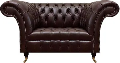 Zdjęcie produktu dla Dunkelbrauner Chesterfield Ledersessel Wohnzimmer Kunstleder Einsitzer