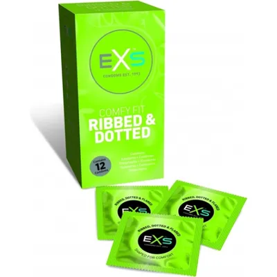 Produktbild von EXS Komfort Fit Gerippte & Gepunktete Kondome - 12er Pack