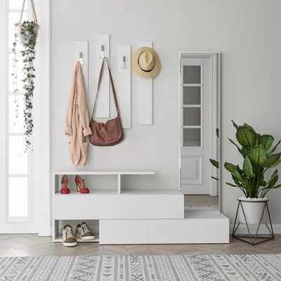 Produktbild von Skye Decor, Ramda - White, Hallenstand, Weiß, 100 % MELAMINBESCHICHTETE SPANPLATTEN, 137 x 35 x 54,5 cm