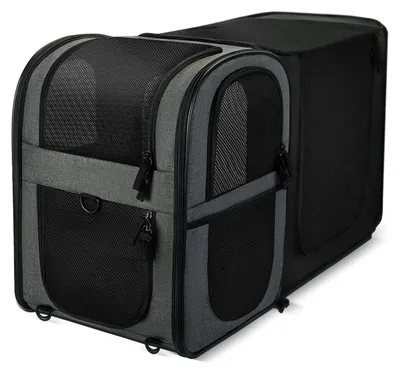 Produktbild von Hundetragetasche Katzentragetasche Transportbox - Atmungsaktives Mesh - 2 bis 15 kg - Grau - Für Auto und Reisen