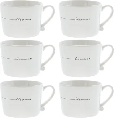 Produktbild von 6er Set Tassen, Becher BISOUS weiß schwarz für 300ml Keramik Bastion Collections