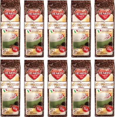 Produktbild von HEARTS Cappuccino White Line Vanille Geschmack 10 x 1kg Vorratspackung