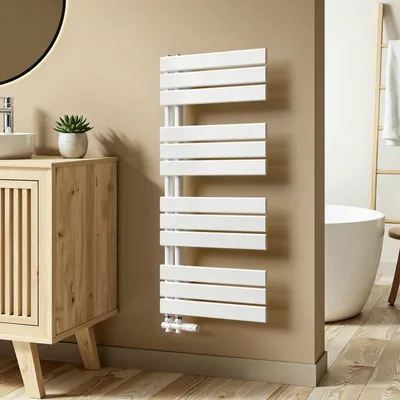 Produktbild von S'AFIELINA 1041x500mm Design Badheizkörper Handtuchheizkörper Flach Paneel Seitenanschlusss Heizkörper für Bad Handtuchtrockner Weiß 529 Watt